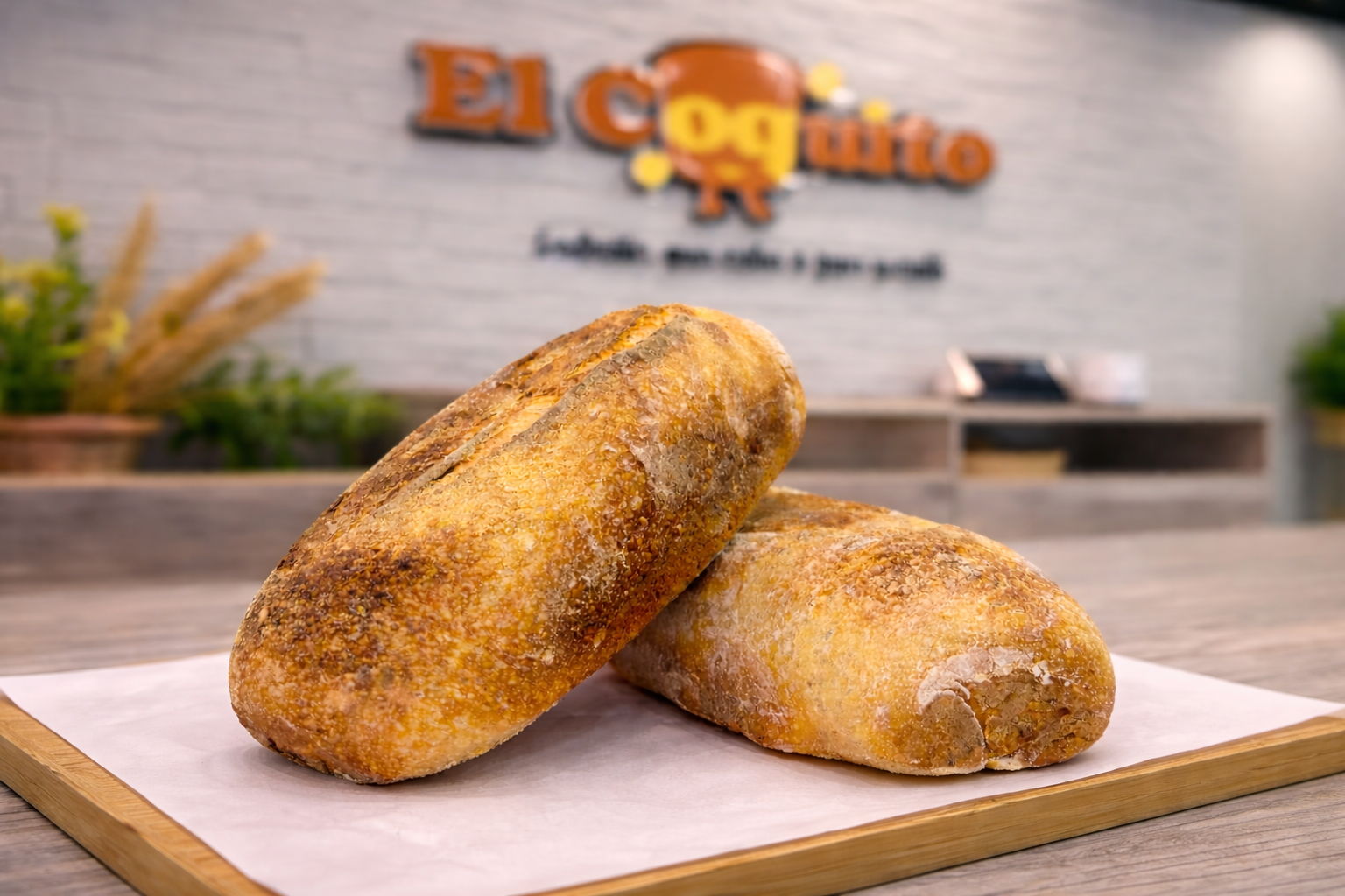 Pan de masa madre recién horneado